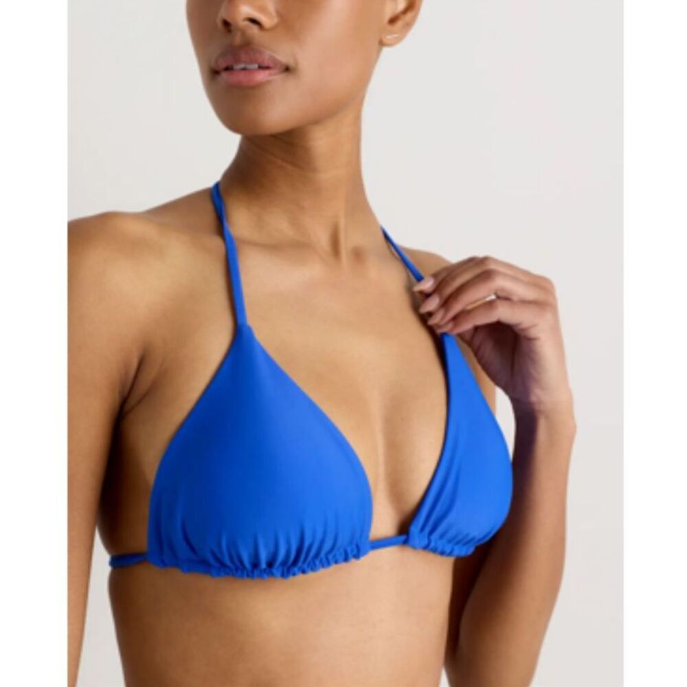 Quince Italian Triangle Bikini Top with Hi Leg Bikini Bottom Large Electric Blue